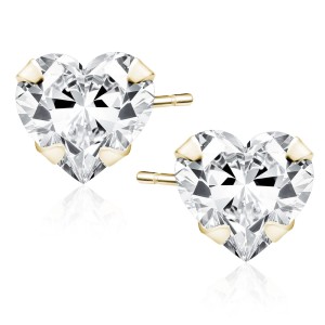 Cercei argint placati cu aur galben cu inimioare 6x6 mm DiAmanti 1CH6EG_W-DIA (Argint 925‰ 0,9 g.)